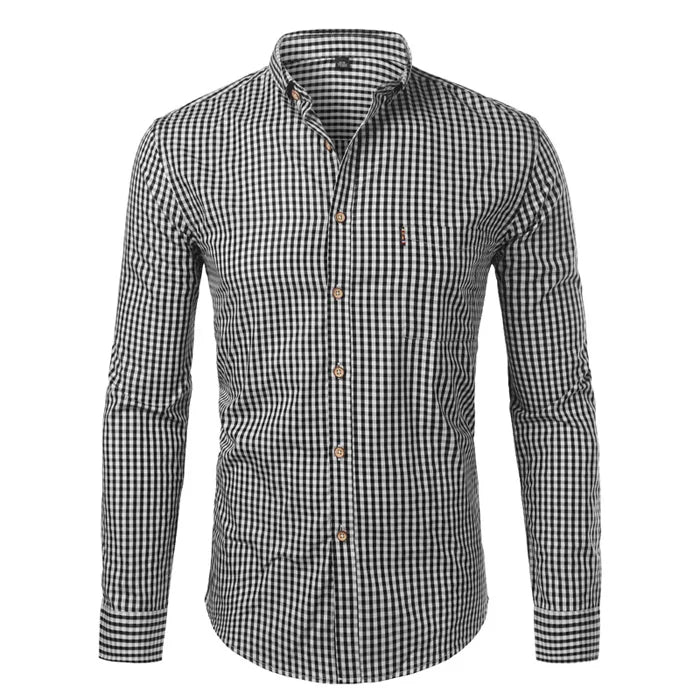 Mens Plaid Cotton Casual Dress Shirts Long Sleeve Button Down