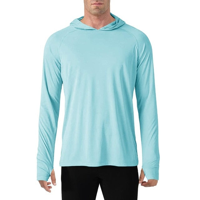 Sun Protection T-Shirts Men Long Sleeve Casual UV-Proof Hooded T-Shirts Breathable Lightweight Performance Hike tshirts-9