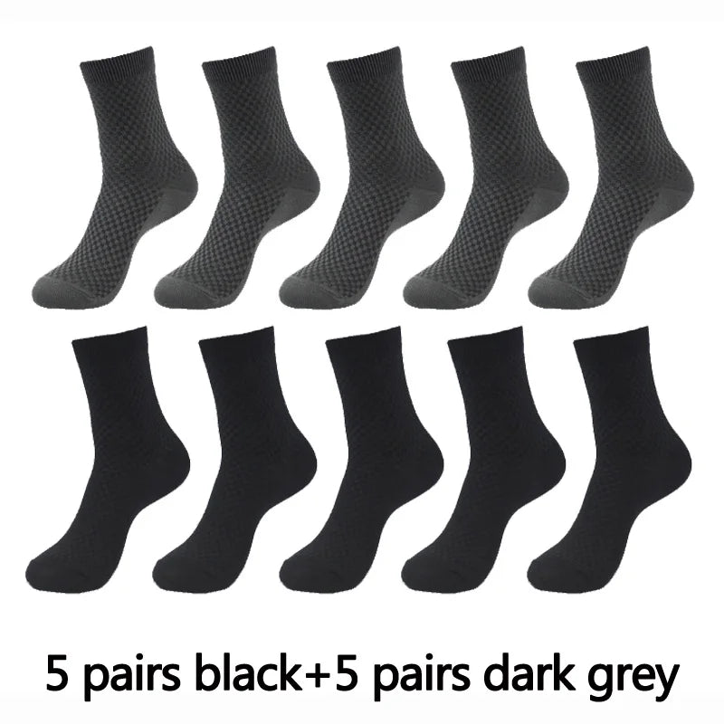 10 Pairs High Quality Bamboo Fiber Men's Socks Business