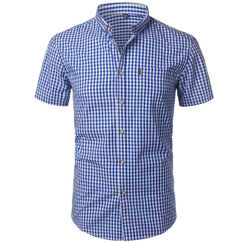 Mens Plaid Cotton Casual Dress Shirts Long Sleeve Button Down
