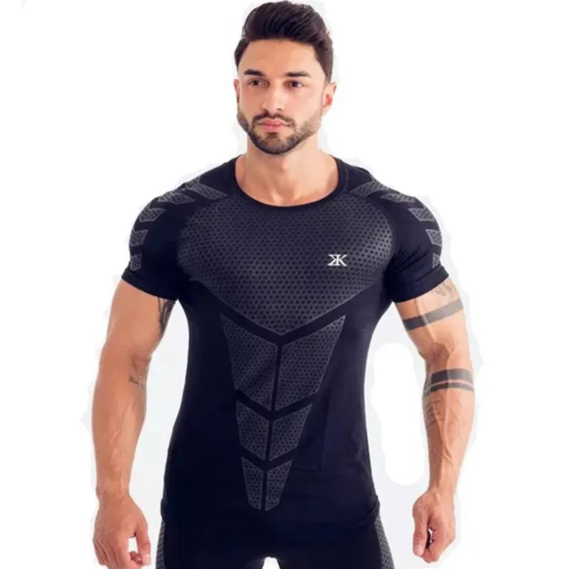 Compression Quick Dry T-Shirt Men  Workout Black Top