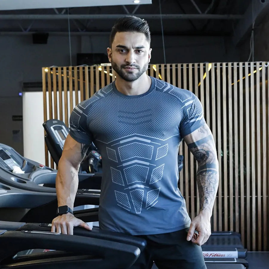 Compression Quick Dry T-Shirt Men  Workout Black Top