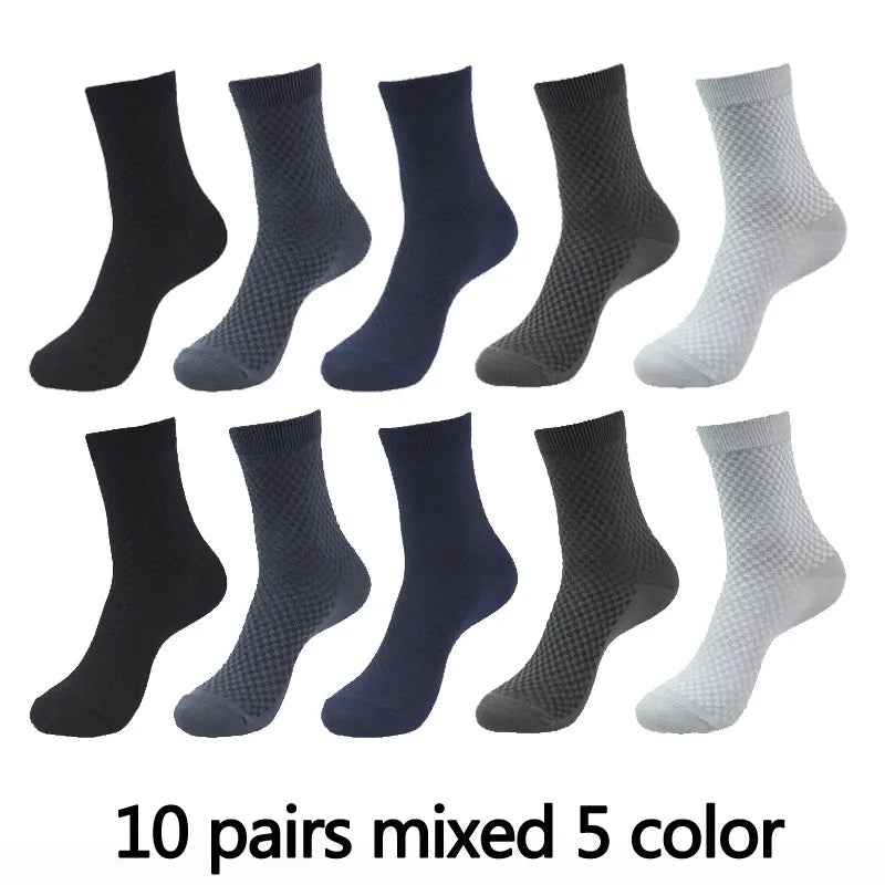 10 Pairs High Quality Bamboo Fiber Men's Socks Business