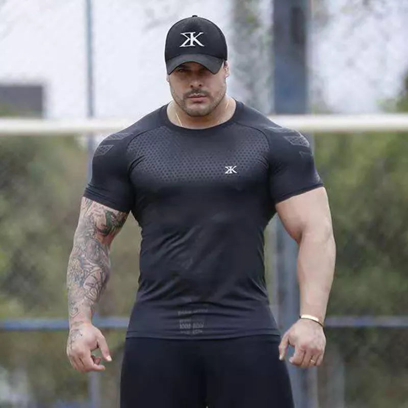 Compression Quick Dry T-Shirt Men  Workout Black Top