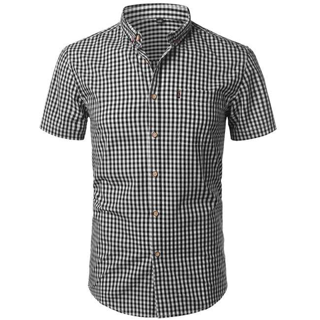 Mens Plaid Cotton Casual Dress Shirts Long Sleeve Button Down