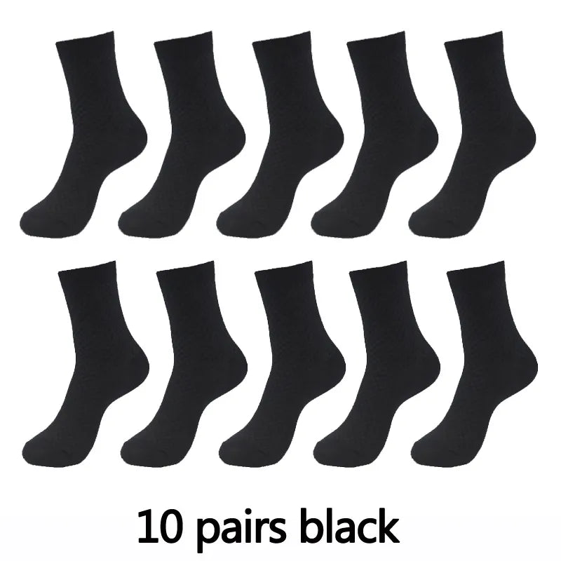 10 Pairs High Quality Bamboo Fiber Men's Socks Business