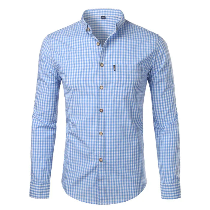 Mens Plaid Cotton Casual Dress Shirts Long Sleeve Button Down