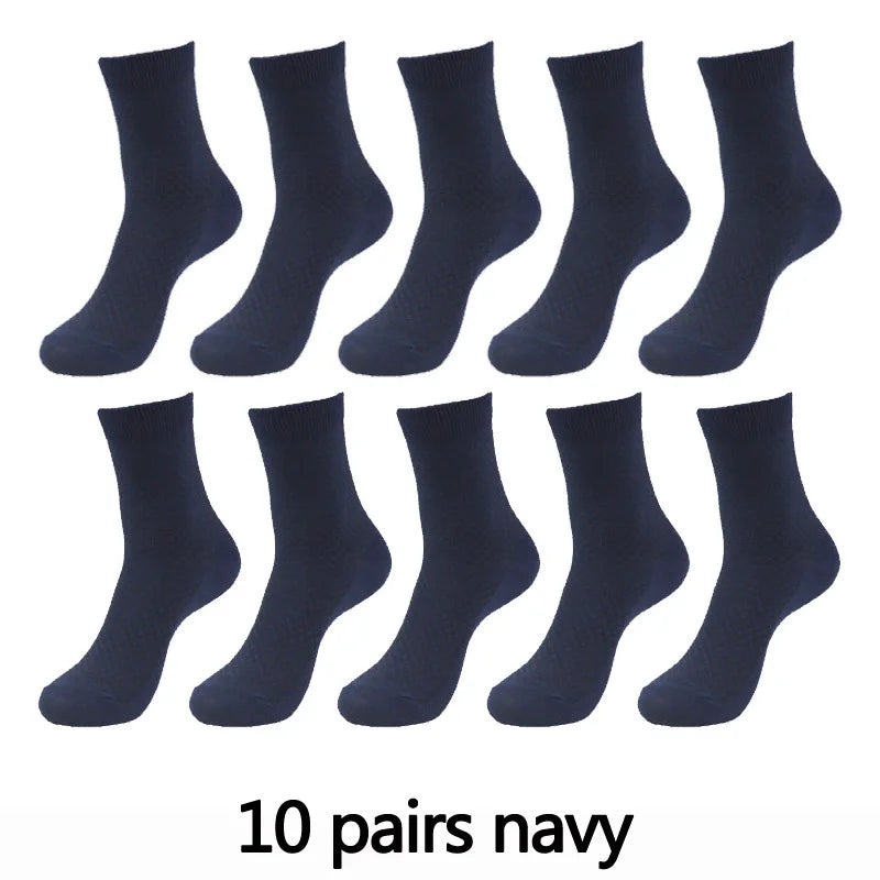 10 Pairs High Quality Bamboo Fiber Men's Socks Business
