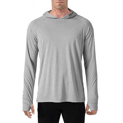 Sun Protection T-Shirts Men Long Sleeve Casual UV-Proof Hooded T-Shirts Breathable Lightweight Performance Hike tshirts-1