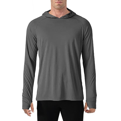 Sun Protection T-Shirts Men Long Sleeve Casual UV-Proof Hooded T-Shirts Breathable Lightweight Performance Hike tshirts-4