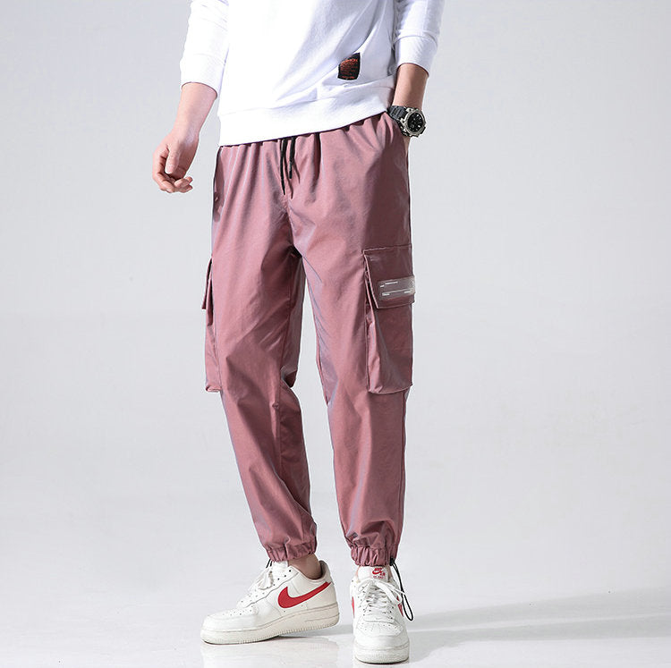 Streetwear Cargo Pants Men Reflective Loose Hip Hop Casual Pants Mens Harem Pant Harajuku Jogger Sweatpant Men Trousers-0