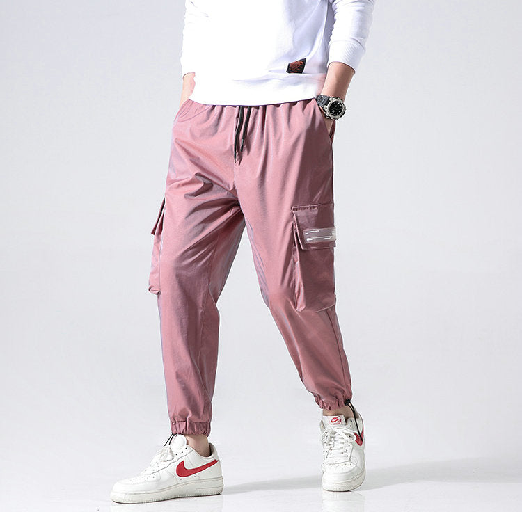 Streetwear Cargo Pants Men Reflective Loose Hip Hop Casual Pants Mens Harem Pant Harajuku Jogger Sweatpant Men Trousers-4