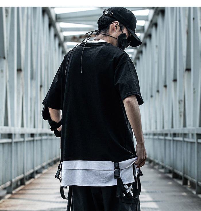 Hip Hop Streetwear T Shirt  Summer Patchwork Printed Tactica Harajuku Short Sleeve Oversized Mens T Shirts-4