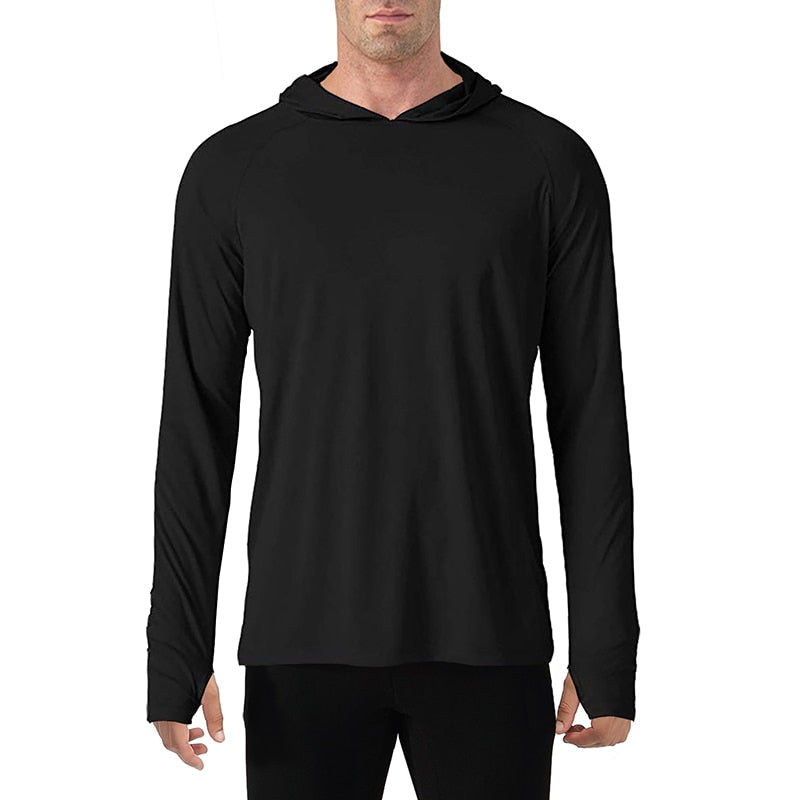 Sun Protection T-Shirts Men Long Sleeve Casual UV-Proof Hooded T-Shirts Breathable Lightweight Performance Hike tshirts-3